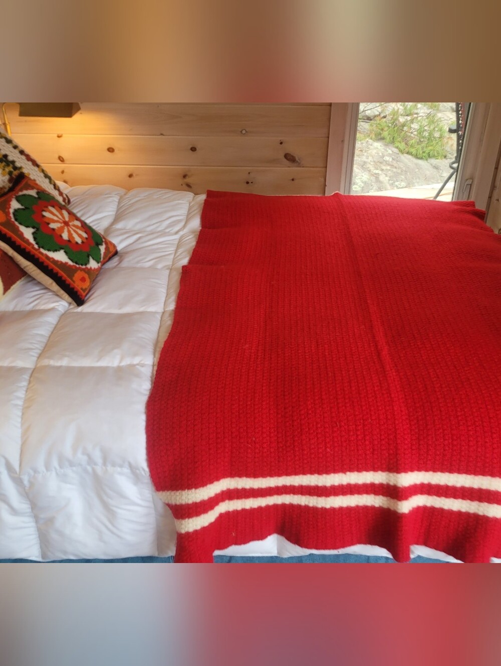 Handknit Wool Blend Throw Blanket